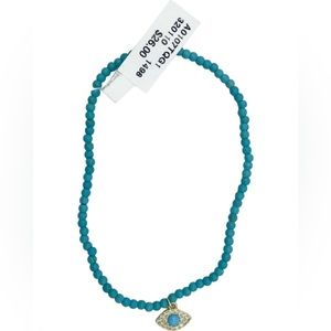 NWT South Moon Under Women’s Anklet Turquoise Blue Bead Rhinestone Evil Eye